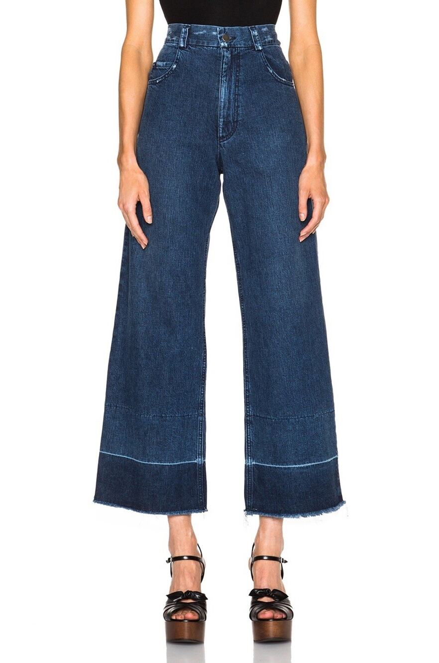 RACHEL COMEY women's wide leg jeans Legion Blue Cotton Cropped 6